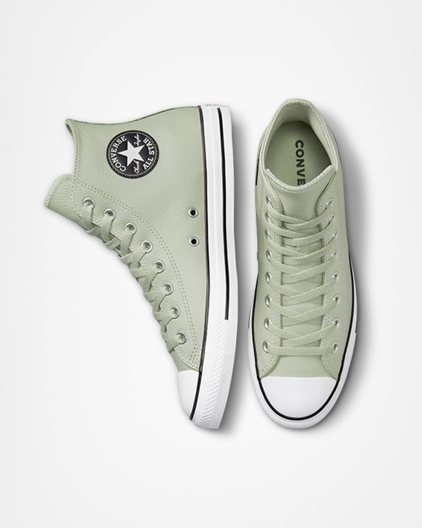 Tenisky Vysoke Converse Chuck Taylor All Star Kozene Panske Olivovo Zelená | SK PGKLN7